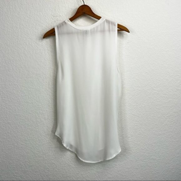 Haute Hippie Mixed Media White Shirttail Hem Tank Top/Cami - Picture 5 of 7